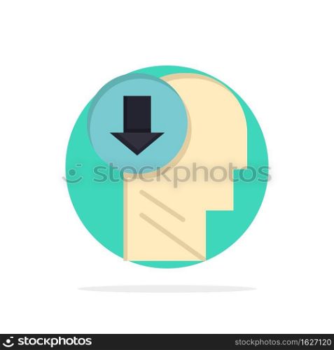 Arrow, Head, Human, Knowledge, Down Abstract Circle Background Flat color Icon