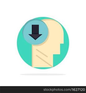 Arrow, Head, Human, Knowledge, Down Abstract Circle Background Flat color Icon