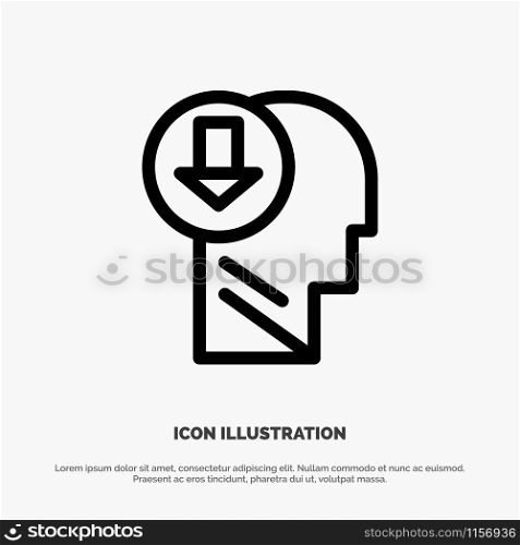 Arrow, Head, Human, Knowledge, Down Line Icon Vector