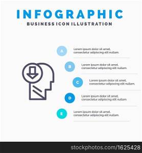 Arrow, Head, Human, Knowledge, Down Line icon with 5 steps presentation infographics Background