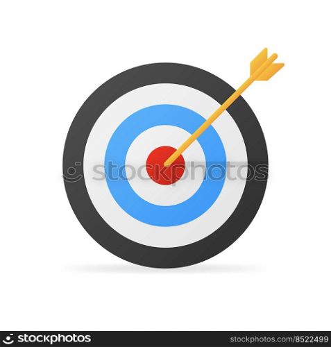 Arrow hit goal ring in archery target. Vector illustration.. Arrow hit goal ring in archery target. Vector illustration