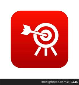 Arrow hit the target icon digital red for any design isolated on white vector illustration. Arrow hit the target icon digital red