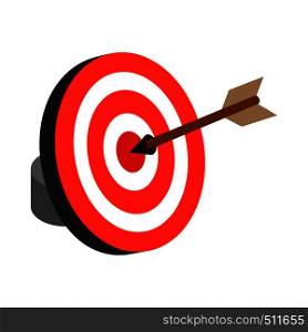 Arrow hit the target icon in isometric 3d style isolated on white background. Arrow hit the target icon, isometric 3d style