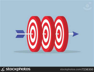 Arrow hitting center of the three targets, VECTOR, EPS10