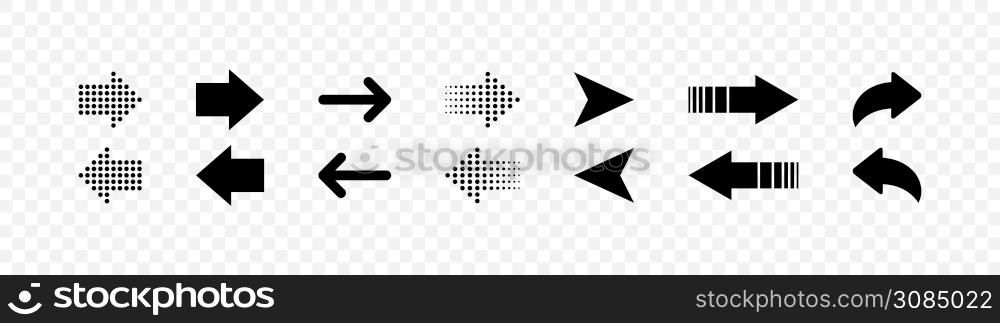 Arrow icon. Arrows vector icons, isolated. Arrows right and left. Vector illustration