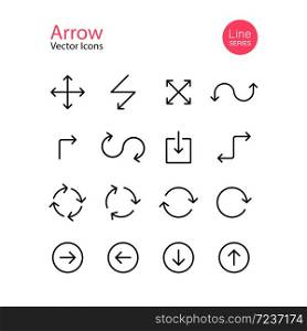 Arrow icon line set. Download, direction, expand scale, refresh. Vector on isolated white background. Arrow icon line set. Download, direction, expand, scale, refresh. Vector on isolated white background. Eps 10