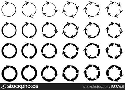 Arrow icon set. Circular design. Black circle of arrows. Recycle icon vector set. Vector illustration. Stock image. EPS 10.. Arrow icon set. Circular design. Black circle of arrows. Recycle icon vector set. Vector illustration. Stock image.