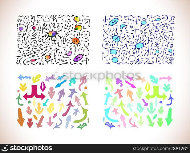 Arrow icon set. Sign color web icon on white background.. Colorful vector arrows set
