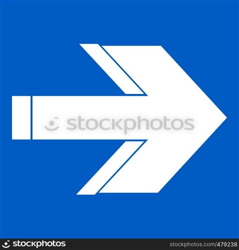 Arrow icon white isolated on blue background vector illustration. Arrow icon white