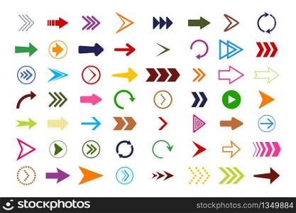 Arrow icons. Flat buttons navigation. Red, blue, pink, green, purple, yellow colors of arrows website. Modern symbols of previous, right, undo, left, down, forward for app. Collection shapes. Vector.. Arrow icons. Flat buttons navigation. Red, blue, pink, green, purple, yellow colors of arrows website. Modern symbols of previous, right, undo, left, down, forward for app. Collection shapes. Vector
