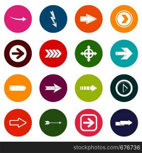 Arrow icons many colors set isolated on white for digital marketing. Arrow icons many colors set