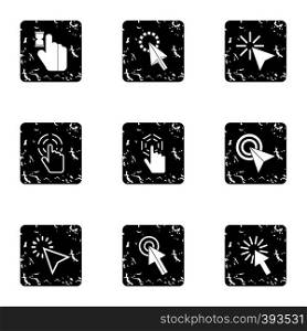 Arrow icons set. Grunge illustration of 9 arrow vector icons for web. Arrow icons set, grunge style
