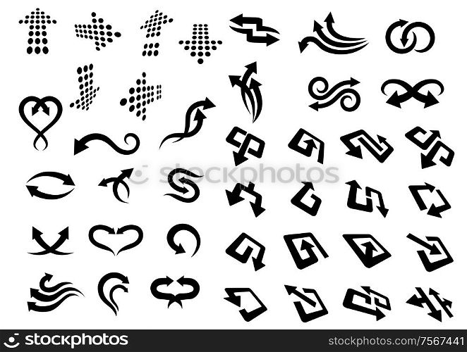 Arrow icons set isolated on white background for web, emblem or logo design