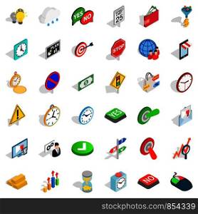 Arrow icons set. Isometric style of 36 arrow vector icons for web isolated on white background. Arrow icons set, isometric style