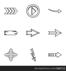 Arrow icons set. Outline illustration of 9 arrow vector icons for web. Arrow icons set, outline style