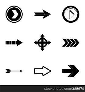 Arrow icons set. Simple illustration of 9 arrow vector icons for web. Arrow icons set, simple style