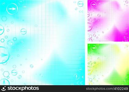 Arrow illustrated background with three variations of colour