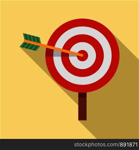 Arrow in target icon. Flat illustration of arrow in target vector icon for web design. Arrow in target icon, flat style
