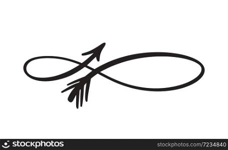 Arrow infinity calligraphy vector logo valentine. Element sign illustration template for your design.. Arrow infinity calligraphy vector logo valentine. Element sign illustration template for your design