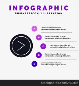 Arrow, Interface, Right, User Solid Icon Infographics 5 Steps Presentation Background