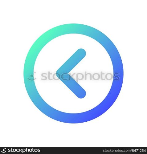 Arrow left button pixel perfect gradient linear ui icon. Move back. Toolbar control. Previous track. Line color user interface symbol. Modern style pictogram. Vector isolated outline illustration. Arrow left button pixel perfect gradient linear ui icon