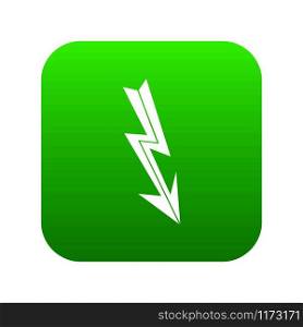 Arrow lightning icon digital green for any design isolated on white vector illustration. Arrow lightning icon digital green