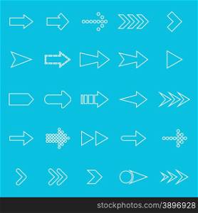 Arrow line icons on blue background, stock vector