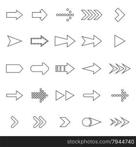 Arrow line icons on white background, stock vector