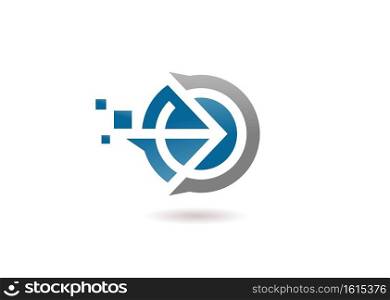 arrow lines color with circle and pixel technology logo vector illustration 