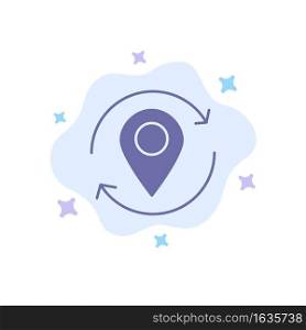 Arrow, Location, Map, Marker, Pin Blue Icon on Abstract Cloud Background