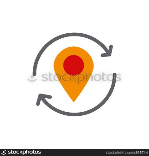Arrow, Location, Map, Marker, Pin Flat Color Icon. Vector icon banner Template