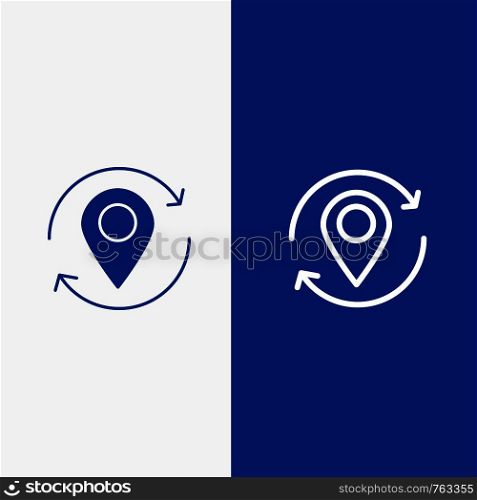 Arrow, Location, Map, Marker, Pin Line and Glyph Solid icon Blue banner Line and Glyph Solid icon Blue banner