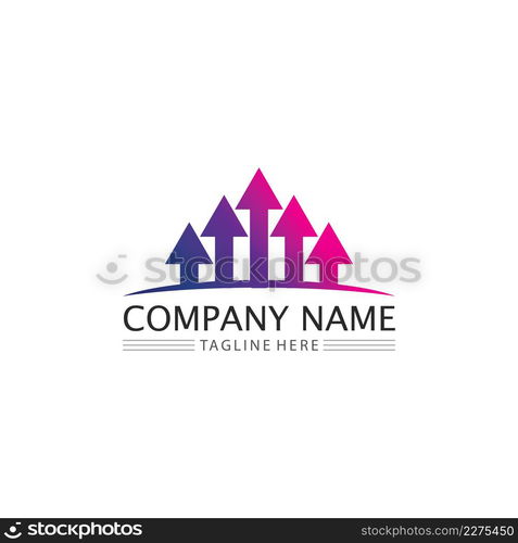 Arrow logo design vector for music, media, play, digital audio and speed, finance, business template logo