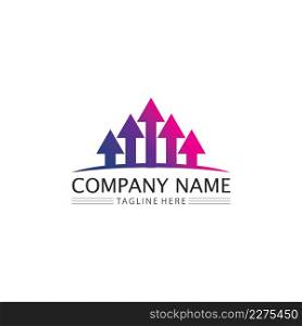 Arrow logo design vector for music, media, play, digital audio and speed, finance, business template logo