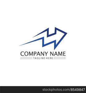 Arrow logo  design vector forμsic, media, play, digital audio and speed, finance, busi≠ss template logo
