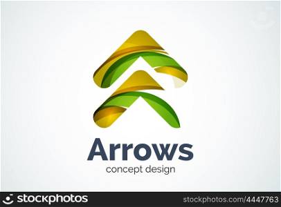 Arrow logo template, next or right concept. Modern minimal design logotype created with geometric shapes - circles, overlapping elements