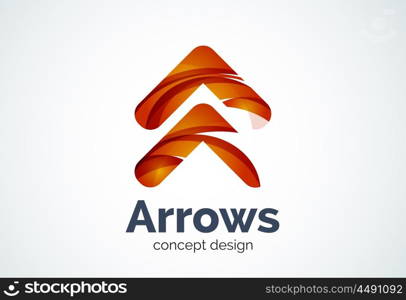 Arrow logo template, next or right concept. Modern minimal design logotype created with geometric shapes - circles, overlapping elements