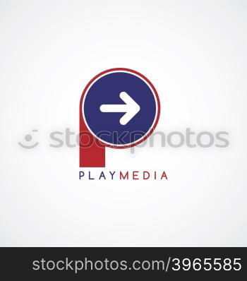 arrow media play icon theme logotype. arrow media play icon theme logotype vector art illustration