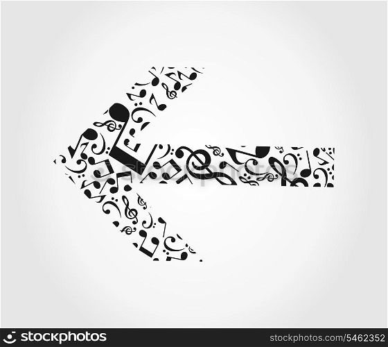 Arrow music. The arrow consists of musical notes. A vector illustration