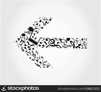 Arrow music. The arrow consists of musical notes. A vector illustration