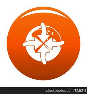 Arrow of world icon. Simple illustration of arrow of world vector icon for any design orange. Arrow of world icon vector orange