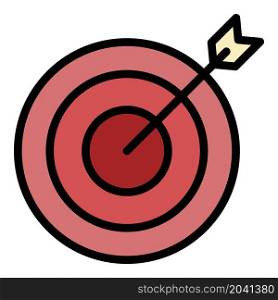 Arrow on target icon. Outline arrow on target vector icon color flat isolated. Arrow on target icon color outline vector