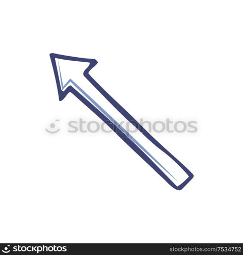 Arrow pointing on left top corner, line art indicator in sketch style. Moving up pointer vector illustration isolated. Monochrome arrowhead outline icon. Arrow Pointing Left Top Corner, Line Art Indicator