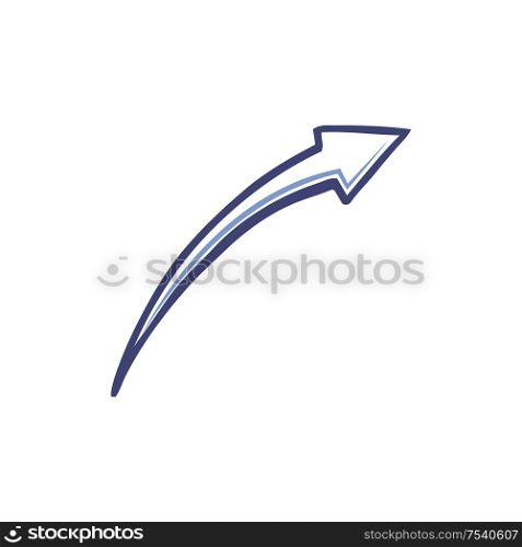 Arrow pointing on right top corner, line art indicator in sketch style. Moving up pointer vector illustration isolated. Monochrome arrowhead outline icon. Arrow Pointing Right Top Corner Line Art Indicator