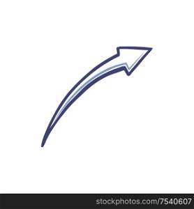 Arrow pointing on right top corner, line art indicator in sketch style. Moving up pointer vector illustration isolated. Monochrome arrowhead outline icon. Arrow Pointing Right Top Corner Line Art Indicator