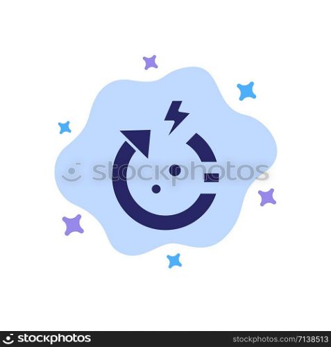 Arrow, Power, Save, World Blue Icon on Abstract Cloud Background