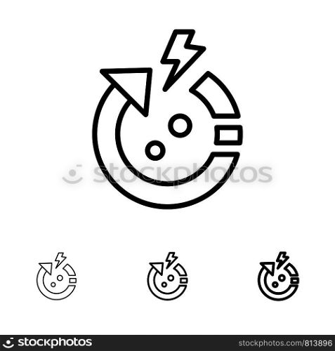Arrow, Power, Save, World Bold and thin black line icon set