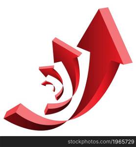 Arrow red spiral 3D on white background vector illustration.