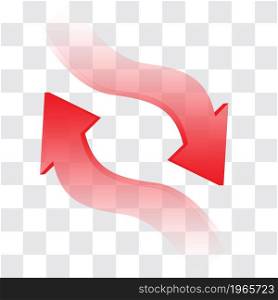Arrow red wave 3D on grey checkered background vector illustration.