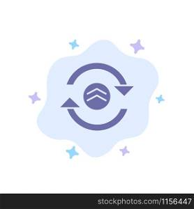 Arrow, Refresh, Reload, Computing Blue Icon on Abstract Cloud Background